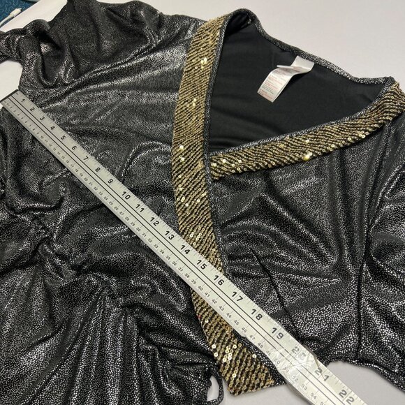 Morph 70s Disco Costume Black Gold Top and Bell Bottom Pants Set Size XL - Picture 7 of 10